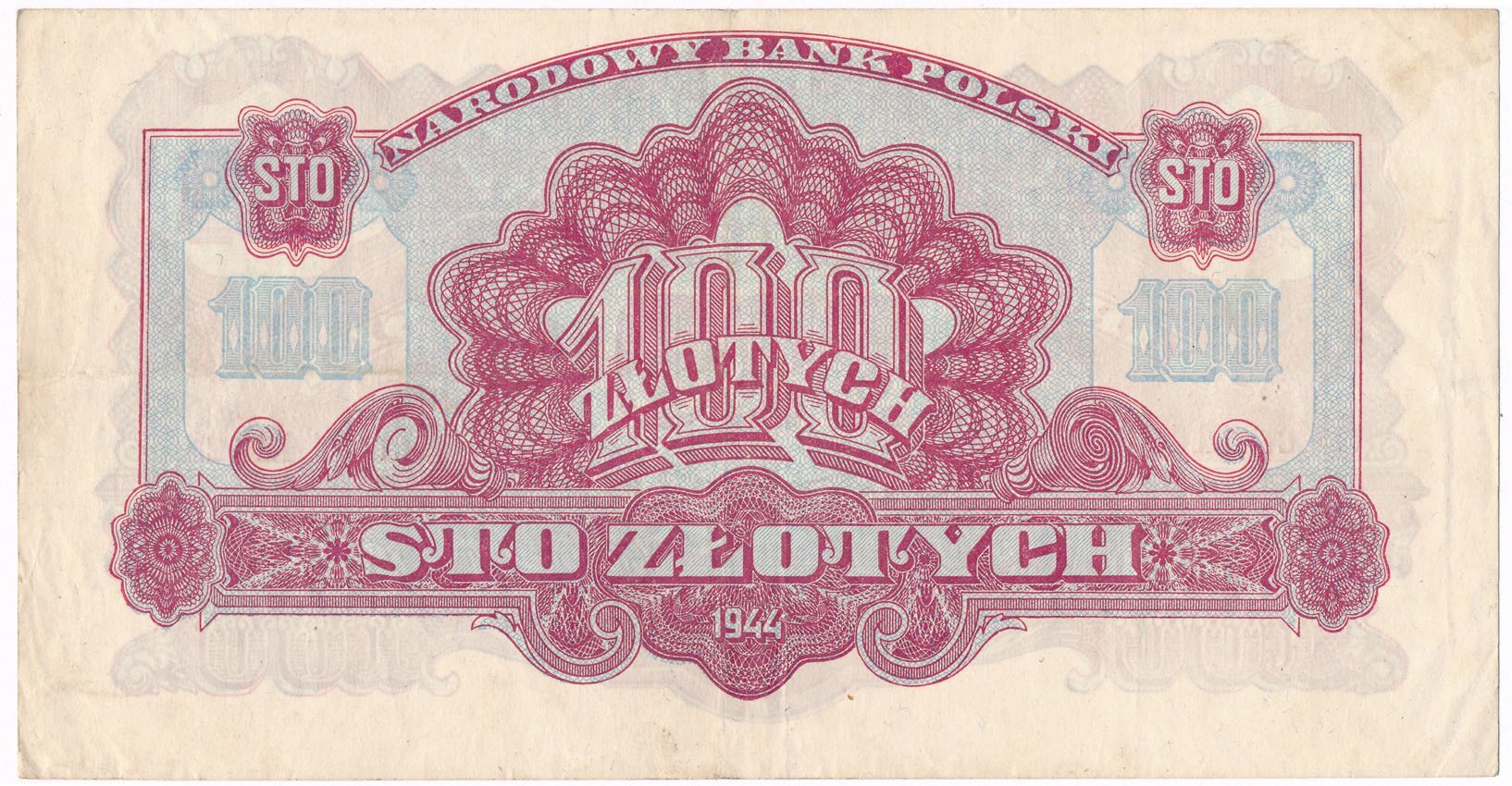 Banknot. 100 złotych 1944 seria CT OBOWIĄZKOWE